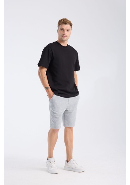 Erkek Loose Fit Yarım Kollu Kalın T-Shirt Siyah fiyatları
