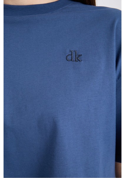 Kadın Crop Yarım Kollu T-Shirt Indigo fırsatları