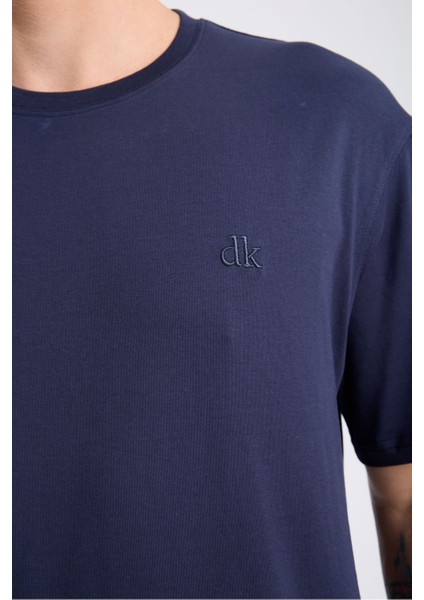 Erkek Loose Fit Yarım Kollu T-Shirt Lacivert modelleri