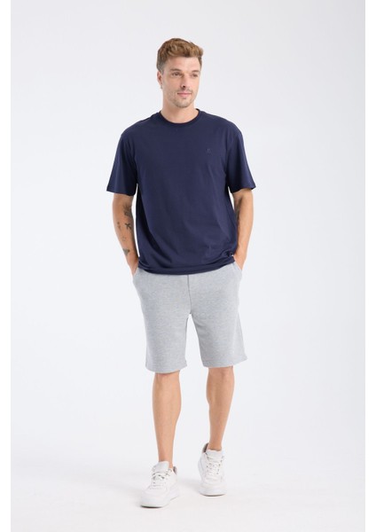 Erkek Loose Fit Yarım Kollu T-Shirt Lacivert fırsatları