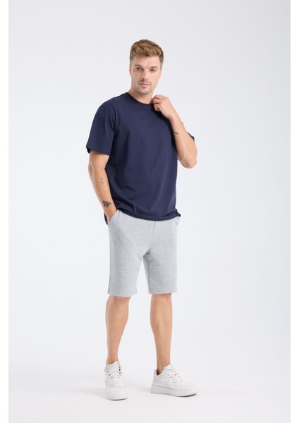 Erkek Loose Fit Yarım Kollu T-Shirt Lacivert indirimleri