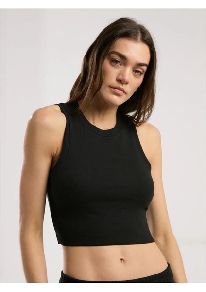 Ever Relaxed Rib Siyah Kadın Thick-Strapped Atlet