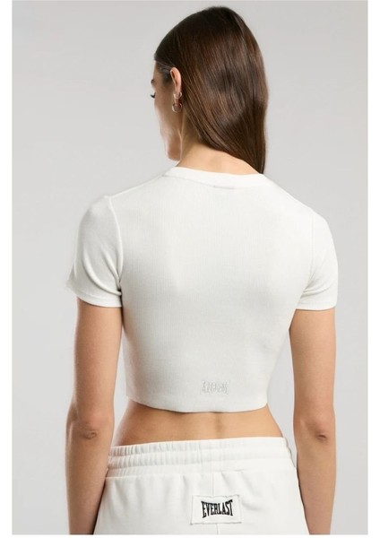 Ever Relaxed Rib Beyaz Kadın Crop Tişört modelleri