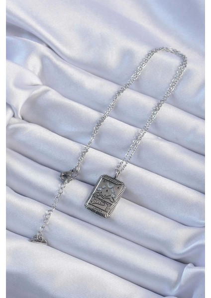 316L Çelik Zincir Eskitme Gümüş Renk Ay Figürlü Tarot Kolye fiyatları