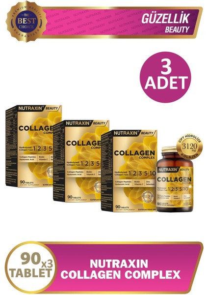Nutraxin Collagen Complex Tip 1-2-3-5-10 3120 Mg 90 Tablet 3 Adet