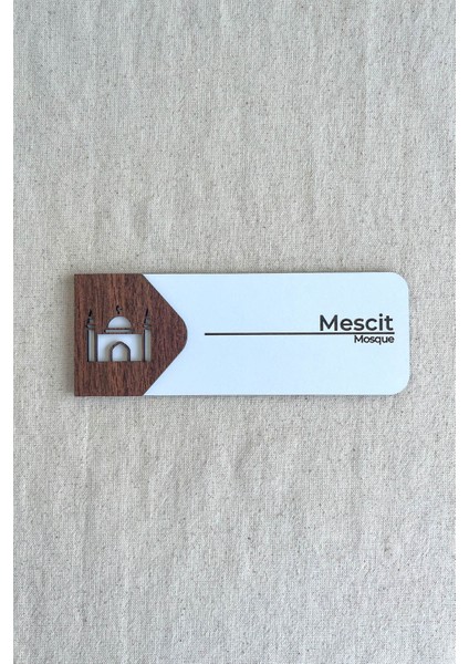 Mescit Kapı Tabelası – Mdf Yönlendirme ve Ibadet Alanı Levhası | 19X7 cm