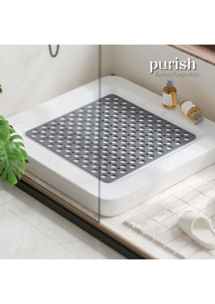 | Kaymaz Banyo Paspası | Antrasit Gri | 54X54CM – Dikdörtgen Duş Matı, Küvet Paspası | Güçlü Vantuzlu, Su Tahliyeli, Yumuşak | Makinede Yıkanabilir | Kaydırmaz Zemin Matı fiyatları