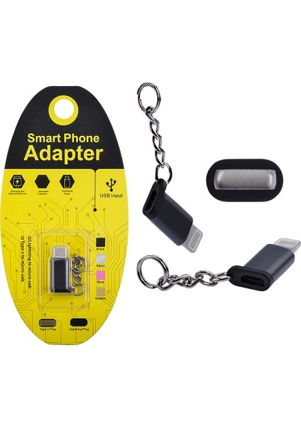 Ligtining Dönüştürücü Micro USB Adaptor Converter Çevirici Başlık Anahtarl? - PZRCR7129-15