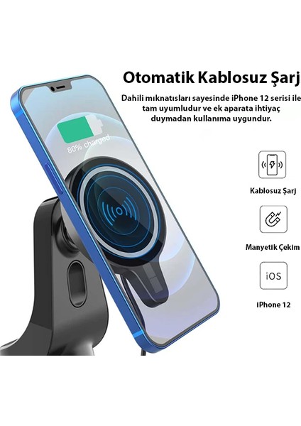 Ally Magsafe iPhone 15-14-13-12 Serisi 15W Kablosuz Hızlı Şarj Cihazı ve Araç T - PZRCR7403-38 fırsatları