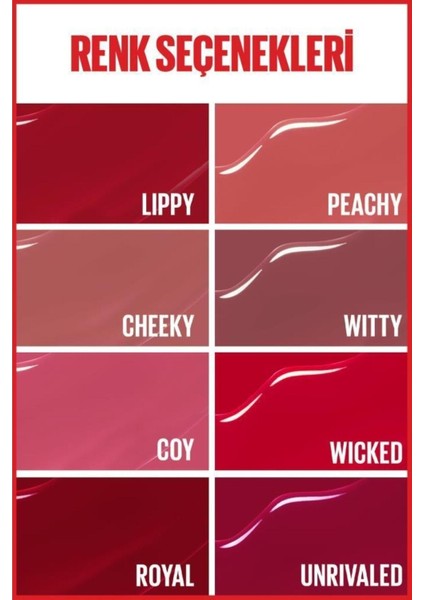 Maybelline New York Super Stay Vinyl Ink Uzun Süre Kalıcı Likit Parlak Ruj 55 Royal