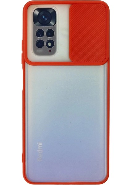 Xiaomi Redmi Note 11 Kılıf Palm Buzlu Kamera Sürgülü Silikon - Kırmızı - PZRCR1473-6433