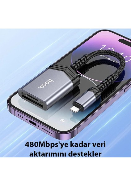 Hoco UA25 2-In-1 Iphone Lightning Kart OKUYUCU-(1903) - PZRCR5766-1008 modelleri