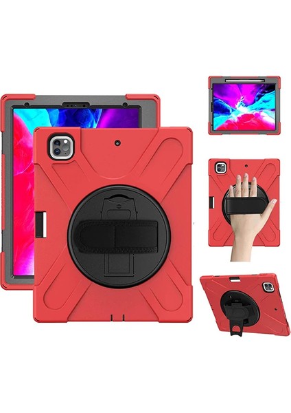 Ipad Pro 12.9-Inch (2021)-(2020) Kılıf Kalem Yerli 3 Katmanlı Standlı Zırh Kı - PZRCR8743-70