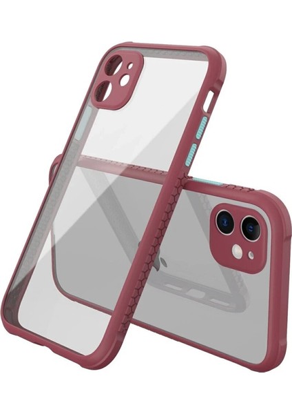 iPhone 12 Mini Kılıf Miami Şeffaf Silikon - Fuşya - PZRCR7282-3152