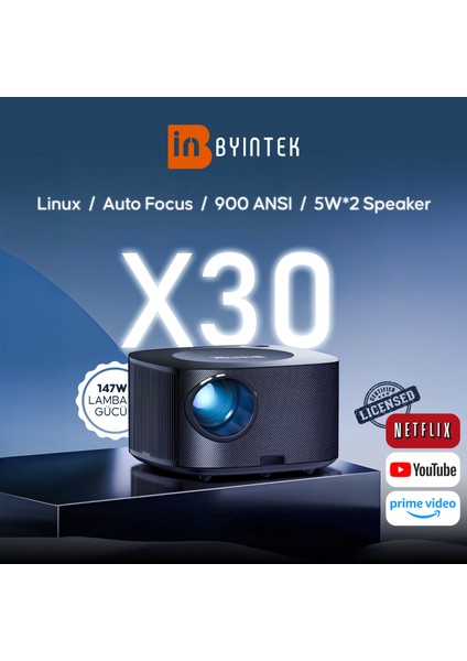 X30 Akıllı Projeksiyon Cihazı - L1 Lisanslı - Dobly Audıo Dijital Ses - 900 ANSI Lümen