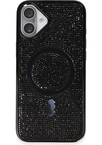 iPhone 16 Plus Kılıf Diamond Magsafe Kapak - Siyah - PZRCR1997-7869