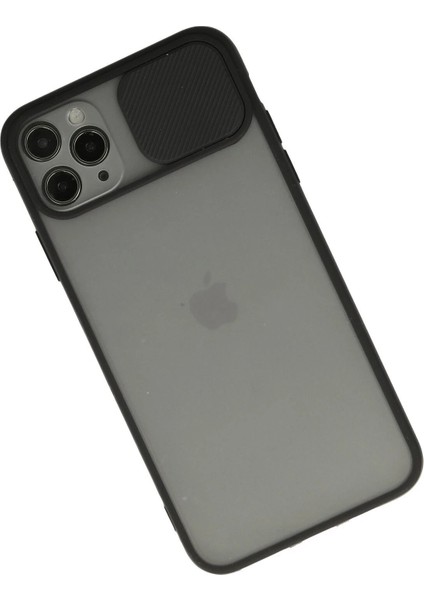 iPhone 11 Pro Max Kılıf Palm Buzlu Kamera Sürgülü Silikon - Siyah - PZRCR4267-4187