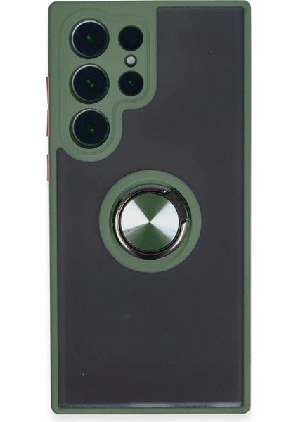Samsung Galaxy S23 Ultra Kılıf Montreal Yüzüklü Silikon Kapak - Yeşil - PZRCR5445-5429