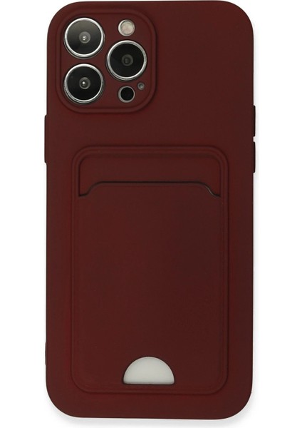 iPhone 13 Pro Max Kılıf Kelvin Kartvizitli Silikon - Bordo - PZRCR2139-7697
