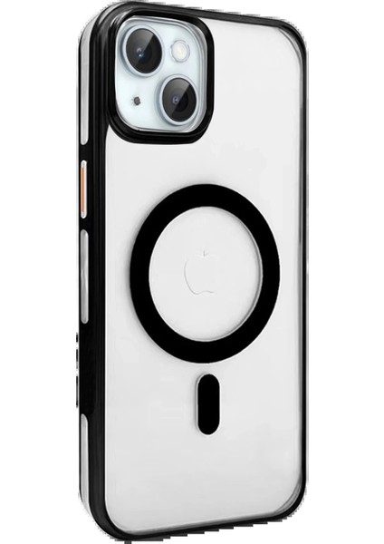 iPhone 15 Gleam Pc Sert Magsafe Kılıf - Şeffaf-Siyah - PZRCR2549-1293