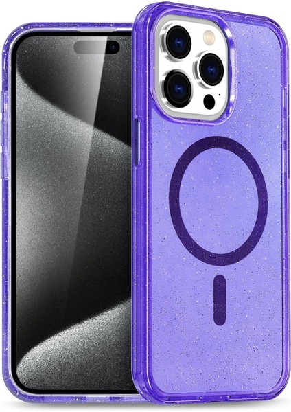 iPhone 15 Pro Kılıf Glow Magsafe Kapak - Mor - PZRCR6515-2421