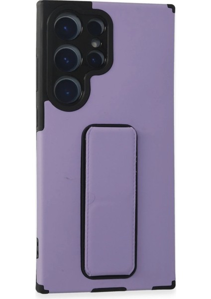 Samsung Galaxy S23 Ultra Kılıf Mega Standlı Silikon - Lila - PZRCR8043-3778