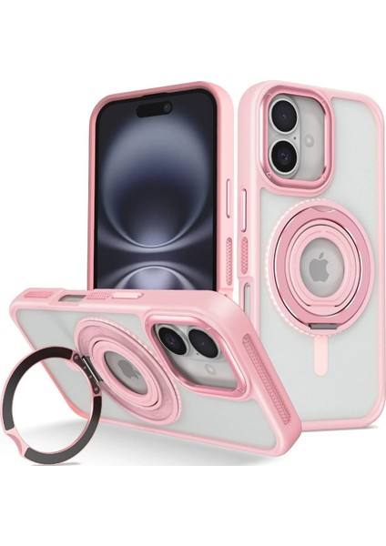 iPhone 16 Banza Magsafe Standlı Kapak - Pembe - PZRCR6534-7613