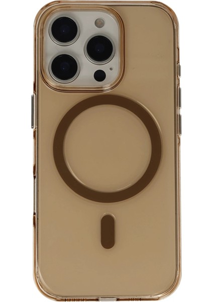 iPhone 16 Pro Max Gleam Pc Sert Magsafe Kılıf - Şeffaf-Gold - PZRCR5968-9695 modelleri