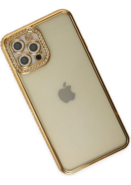 iPhone 12 Pro Kılıf Joke Taşlı Silikon - Gold - PZRCR2913-7568 modelleri