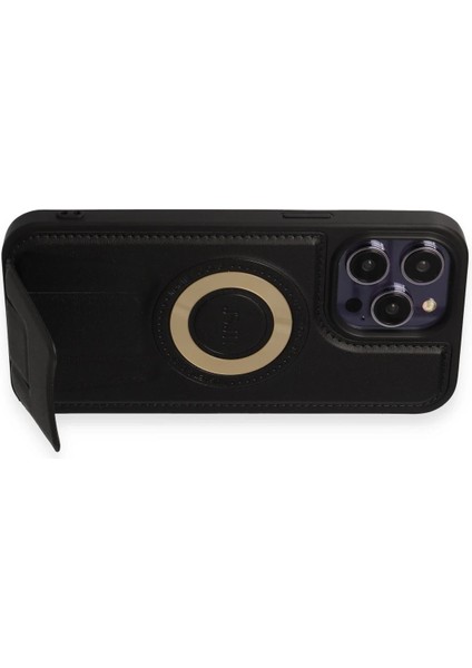 iPhone 14 Pro Kılıf Merkür Magneticsafe Standlı Kapak - Siyah - PZRCR9161-2457 modelleri