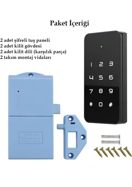 Powermaster PM-26728 Rfıd ve Tuş Panelli Dijital Elektronik Kapı Dolap Kilidi 2'li Paket Şifrematik