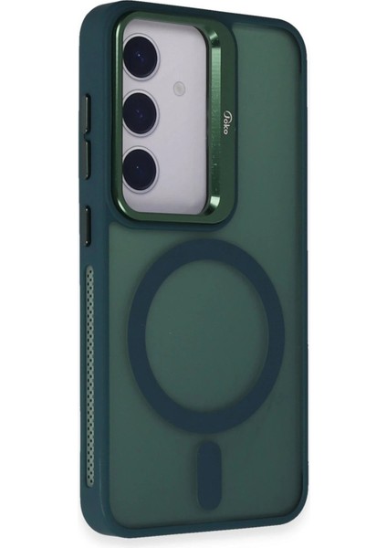 Samsung Galaxy S24 Flet Lens Magsafe Kapak - Koyu Yeşil - PZRCR7004-6549