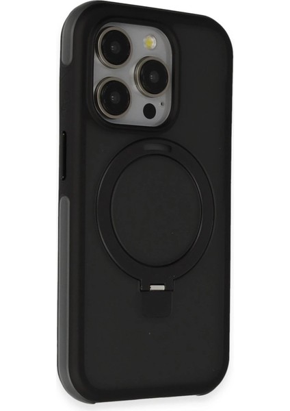 iPhone 15 Pro Max Zorda Airbag Magsafe Standlı Kapak - Siyah - PZRCR6573-8800