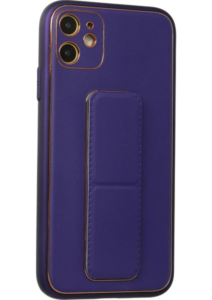 iPhone 12 Kılıf Coco Deri Standlı Kapak - Mor - PZRCR6577-2947 fiyatları