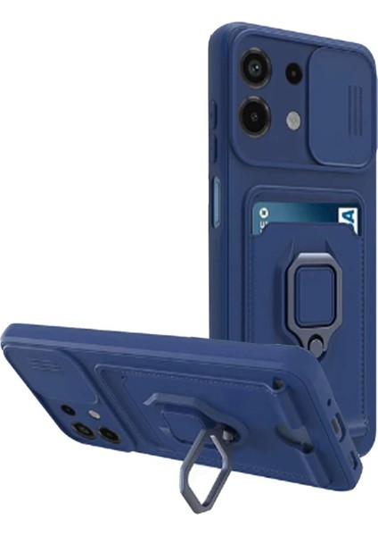 Xiaomi Redmi Note 13 4g Kılıf Zuma Kartvizitli Yüzüklü Silikon - Lacivert - PZRCR6911-8774