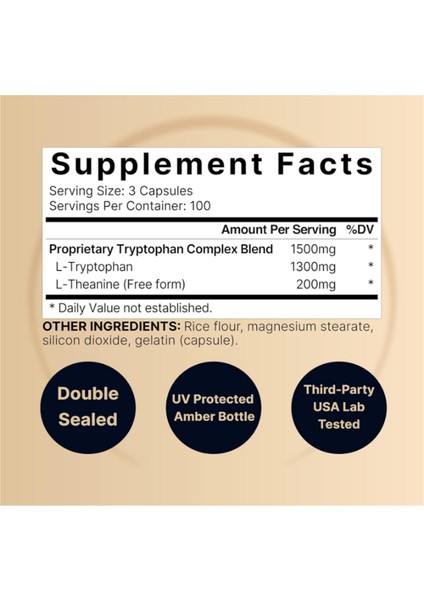 L Tryptophan 1300 mg With L Theanine 200MG, 300 CAPSUL.ABD46 fiyatları