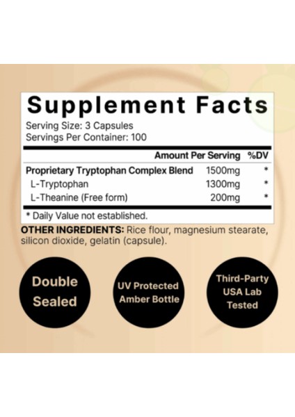 L Tryptophan 1300 mg With L Theanine 200MG, 300 CAPSUL.ABD46 modelleri