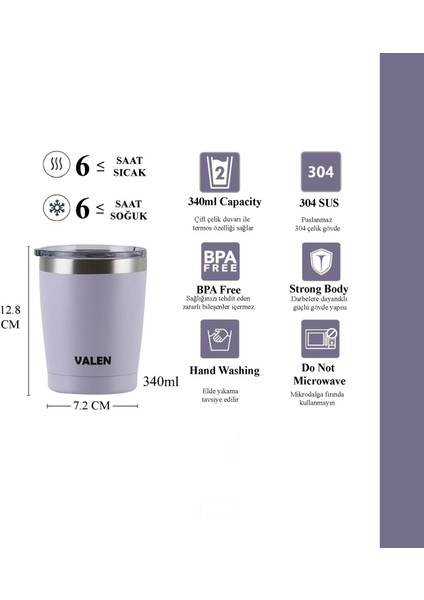 Çift Duvarlı Vakumlu Kahve Bardağı 340ML