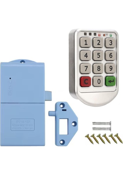 Powermaster PM-26723 Tuş Şifreli Gri Çekmece Dolap Kilidi 2'li Paket Şifrematik Dolap Kilit