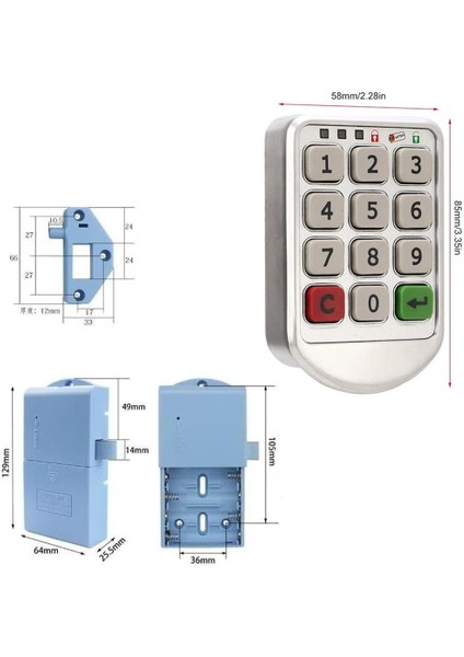 Powermaster PM-26723 Tuş Şifreli Gri Çekmece Dolap Kilidi 2'li Paket Şifrematik Dolap Kilit
