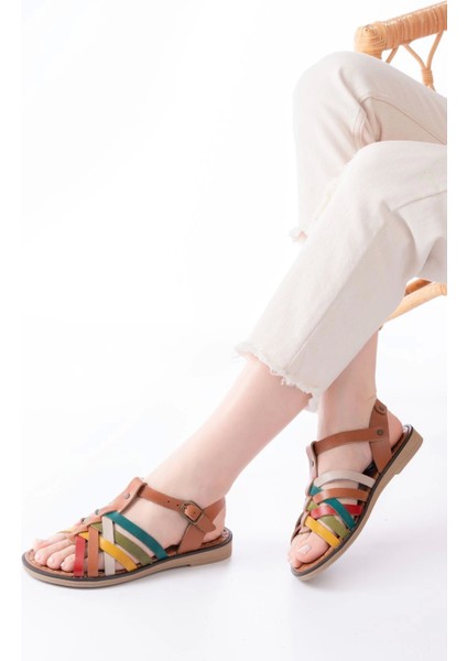 205-208 Multi Hakiki Deri Ortopedik Taban Kadın Sandalet