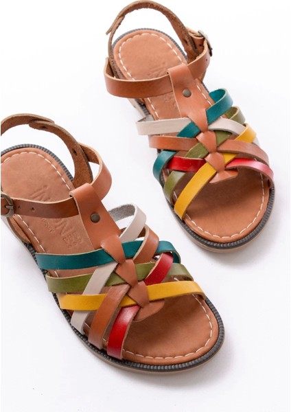 205-208 Multi Hakiki Deri Ortopedik Taban Kadın Sandalet modelleri