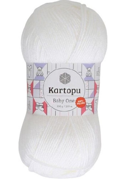 Kartopu Baby One K010 Beyaz Tüylenmeyen El Örgü Ipi