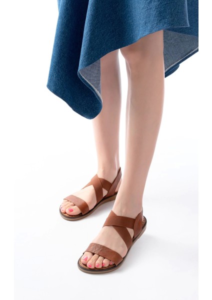 205-04 Taba Tek Bantlı Lastikli Hakiki Deri Ortopedik Taban Kadın Sandalet fiyatları