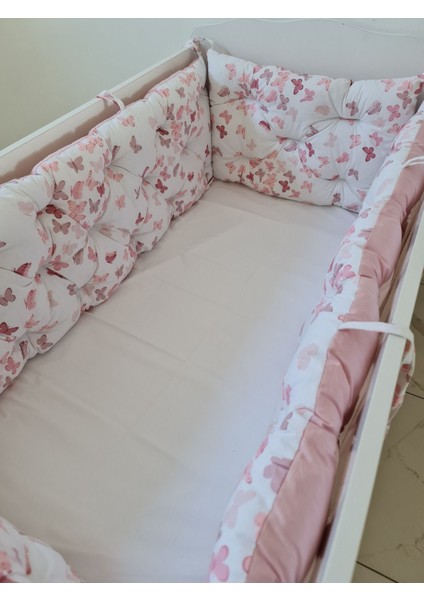 80X130 Beşik Uyumlu 4 Parça Beşik Kenar Koruma Takımı – %100 Pamuk – Yıkanabilir