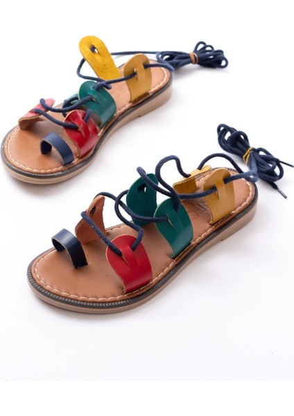 205-01 Multi Bilekten Bağlamalı Ortopedik Hakiki Deri Kadın Sandalet indirimleri