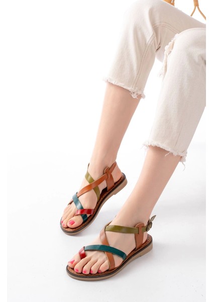 205-08 Multi Ortopedik Hakiki Deri Kadın Sandalet