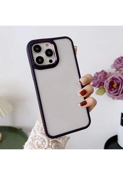 Iphone 12 Promax Için Parlak Şefaf Renkli Kenarlıklı Şık Görünümlü Telefon Kılıfı Kapak