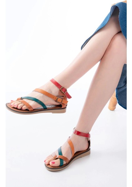 205-039 Taba Multi Bilekten Bağlamalı Parmak Arası Kadın Sandalet modelleri