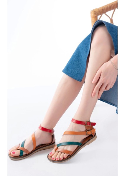 205-039 Taba Multi Bilekten Bağlamalı Parmak Arası Kadın Sandalet fırsatları
